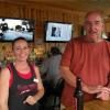 The weather wasn't the best that night so we started off indise. Later on we moved to the Patio. Here is MARLENE with MR. WARMTH (Stan). She waited on us when we first moved until we were able to get seats at the bar.