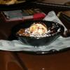 The BIG BOI's B-Day treat. Warm chocolate syrup over a scoop of vanilla ice cream over a chocolate chip cookie. Sounds yummy!