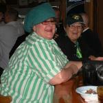 Two customers at the bar decked out in St. Patty's gear. It looked like they were having a great time.
