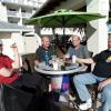 Here we are on the deck of the Tiki Bar having a few drinks while listening to a solo
act perform on the Tiki Bar stage.