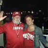 After the game was over a couple of young ladies were 
walking by us, and they saw 
my Ohio State gear. I think they were from Youngstown.
I was trying to make an "O" 
in this picture.