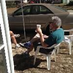 R.B. is joined by S.B. 
drinking coffee on a 
February morning in 
Florida. 
