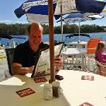 R.B. checking out the 
Beer Menu on the 
deck at a Homosassa 
Hot Spot called 
Seagrass.  