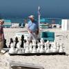 Here is a giant chess board
out on the beach with huge
pieces. 
You really have to concentrate
out there on the beach to play this game!