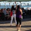 Some of the crowd out on
the deck dancing to the band.