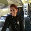 Here was one of our flight 
attendants. I told her she was
going to be on a famous website.  