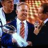 Jim Nance presenting the Superbowl Trophy to Horseface. A Cleveland Browns nemesis for so many 
years.