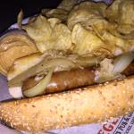 This was called an Intoxicated Beer Brat. It is what I (Joe Bo) 
ordered. It was very good and not too filling.