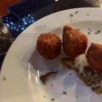 Another item from the menu
were sauerkraut balls.
JoeBo, and R. B. split an order. 
They were very good, and went well with the soup.
