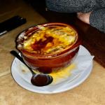 Hooley house is an Irish 
restuarant, but they have food 
from all over the world.
Here is the French Onion soup
that I talked R. B. into getting.
It is the best in town.