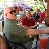 A "candid" shot of FERGIE
(L), and DRUMSTIR at the 
Patio Bar! 