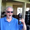 S. B. with his cigar holding
a Cold One! As you can 
see he is having a little
problem with his Arthritic
Finger!