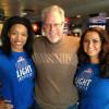 Here we have S. B. with
two of the lovely Labatt's 
Blue Light girls.
