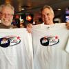 The girls were passing out
free sample bottles of 
Labatt's Blue Light. 
They were also giving away
bottle openers, and beer bottle
coolers. 
Here are S. B. and BILLY BOB
who were fortunate enough
to receive free T-Shirts.
They didn't have any to fit
SPIKE or Me (JOEBO). 