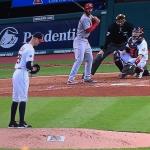 Pitcher Corey Klube was pitching a No-Hitter for 6
innings until ex-Indian Jhonny
Peralta got a hit in the 7th 
inning. Kluber went on to 
strike out 18 batters in 8 innings. The most by an AL
pitched since Roger Clemmens
in 1998.