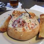 This is a new item on Legend's menu. It is called an Italian
Sausage Bred Bowl. 
The Forester ordered it, and 
he did not give it a glowing
revue. Wink wink!