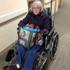 My sister Lynda in a wheel chair on Christmas Eve coming to see her husband Warren (Next picture)  who fractured his hip, and was waiting to go inot surgery! MERRY CHRISTMAS!
Oh, yeah, she has a bad Sciatic problem.