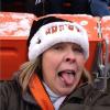 And at the game was the
Browns #1 Fan, SUE BARTO!
She was doing her
impersonation of MILEY CYRUS!