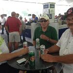 A few of the Geezers in an unusual match up attended the 
Bridgestone Firestone  Golf
Tournament on Friday, August 1.
Pictrued, from L-R, are SPIKE
(Swish), TOMMY D, and JIMBO FISH. I (JOEBO) was 
with them.
Tommy D has not been around too much, and Jimbo is now living in Florida. 
