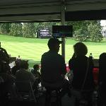 I procured some tickets from
a new website called BuyAnySeat.com to the 
Championahip Club at the tournamnet. It is near the 16th hole. Here is a shot from
inside looking out.