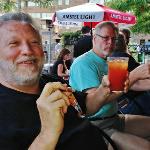 SPIKE and S. B. (Background)
at the Patio Bar enjoying a 
cigar and a drink. Spike drinks
Red Eye. Beer & Tomato Juice.
The drink was created in Dallas. 