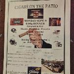 Yes, Cigars are not only allowed out on the Patio, but encouraged. They are sold
at the Patio Bar. So if you don't 
got 'em, you can still smoke 'em!