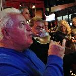 Evidently it was good enough
for him to embibe. Here he is
drinkign his last glass for the
evening.
