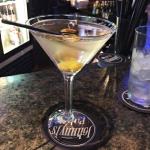 A Drink Special on Wednesdays is $3 Martinis. 
There is a large selection to
choose from. 
This happenes to be a Double
Dirty martini. We'll give you
one guess who ordered it.