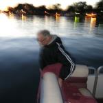 Not sure exactly what is going on here, but it looks like S. B.
is leaving the boat as darkness sets in at the end of the ride. Or he could be......