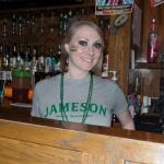 Here is Anna without the Green wig I gave her to wear.
It was too hot to wear while
working behind the bar during
a busy day.  