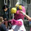 Naturally, Slider the Indians team mascot, was there at the plaza. He was rockin' out when the band was playing.  Check out a short video I took of the band, and Slider dancing by going to the MEDIA page.