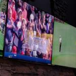 These are three Big Screen TV's behind the bar. There are
about 6 of them. Since the Masters Golf Tournament was
on, Hooley's had both the Cleveland Indians Home Opener and the Masters on the screens. 