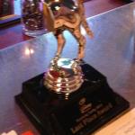 And here is a close-up of the Last Place Trophy. Also referred to as the Horse's 
posterior! 