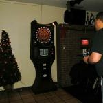 Here is one of the customers playing darts with the dart league that nite. Evidently Wednesday is the Big nite for this.