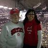 Mardi and I had one of the
OSU fans in our section take
our picture standing in front of our seats with the field in the
background. 