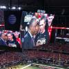 OSU Head Coach Urban Meyer
being interviewed after the 
game which was shown on the Jumbotron along with a
video tribute.