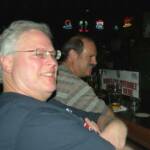 Dougie, and Garo smiling because they weren't sitting up in Cleveland in the rain!