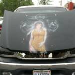 Very artistic workmanship on the hood of this truck. Just had to get a pic.