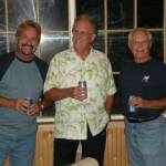 No, these are NOT members of the Portage Lakes Mafia, but close to it. They are all musicians who were there for the jam and B-Day celebrations. From L-R are CHUCK LYONS (Keyboardist), JACK BISHOP (Guitarist), and DONNIE GUINTER (Saxophonist). Chuck, and Jack were celebrating B-Days in September. 