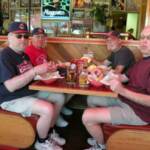 Here is a pic of Me, Warren, Jim Bob, and Buffalo seated at a booth. A lady was nice enough to volunteer to t ake a pic of us together and give me a break. The burgers were fantastic. I had never heard of the place before this.