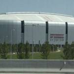 WE PASSED BY THE UNVERISTY OF PHOENIX DOMED STADIUM ON OUR WAY TO PEORIA FOR A GAME. 