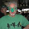 S. B. wearing his fave pair
of St Patty's Day glasses.
They used to have green 
plastic lenses. I bought them
for him about 20 years ago.
He tells people he has to 
wear them to cover his 
nose due to a war injury.